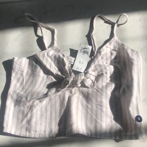 Abercrombie Womens Linen-Blend Tie-Front Cami